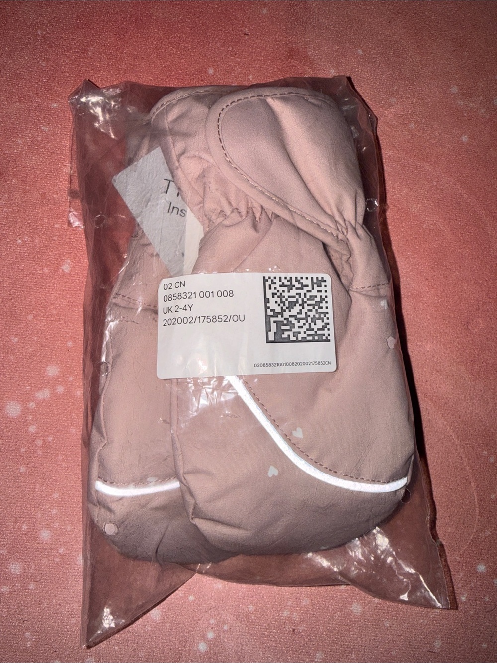 H&M Kids' Pink Winter Mittens 2 3 4 yo